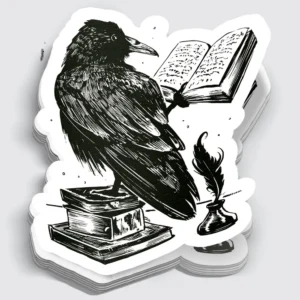 black-ink-raven-reading-a-book-sticker