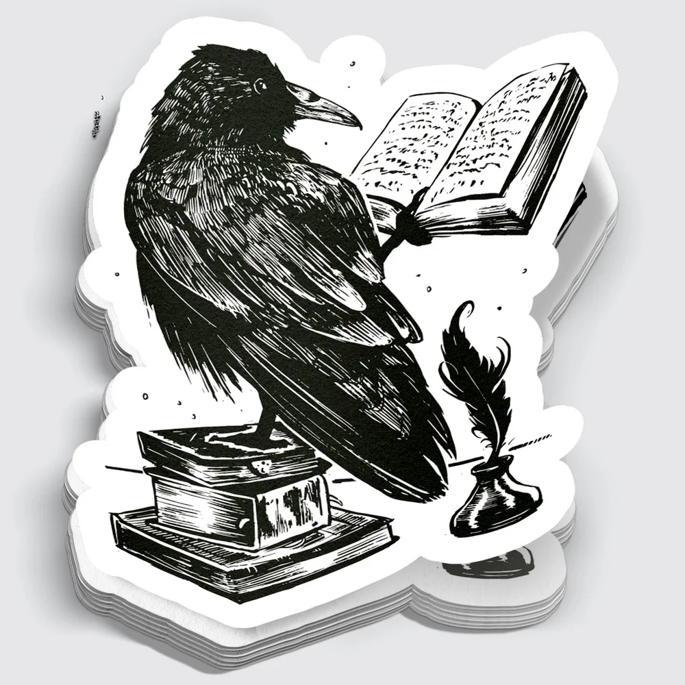 black-ink-raven-reading-a-book-sticker